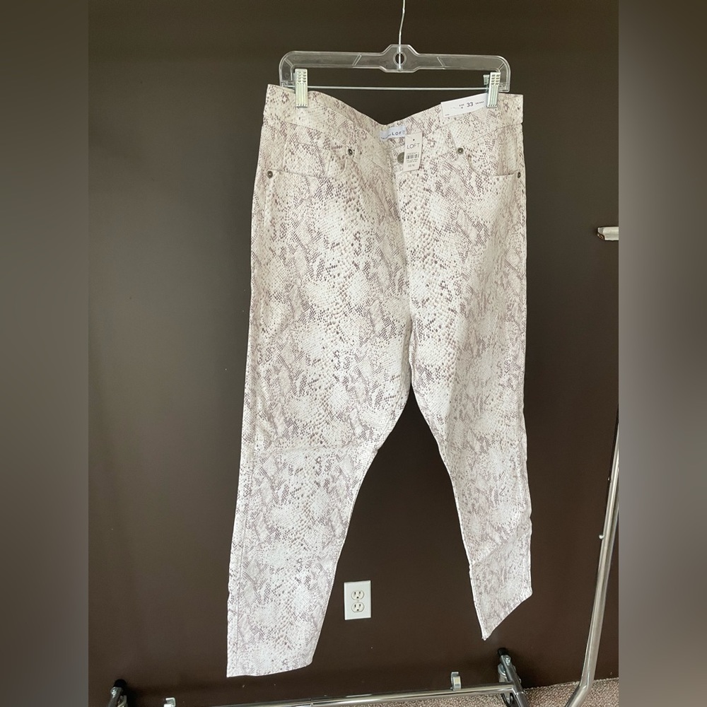 NWT Loft Skinny Snake Print Jeans size 33/16